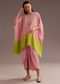 Pink Ombre Moti Zardosi Crepe Kaftan Kurta Dhoti Set