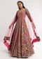 Pink Ombre Printed Anarkali Suit With Gotta And Mirror Work