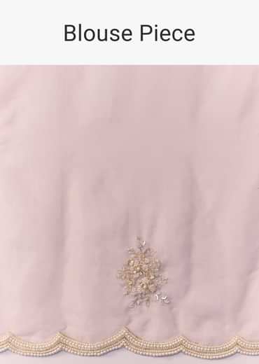 Pink Organza Embroidered Saree with Blouse Fabric