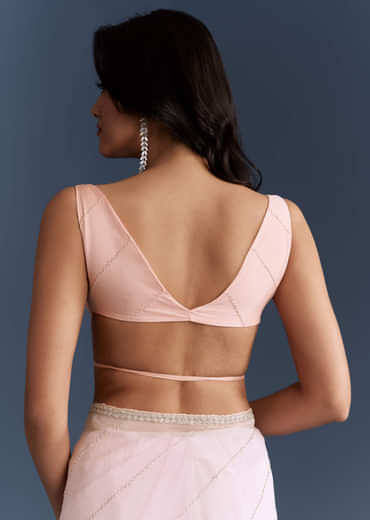 Pink Organza Saree With Cutdana And Sequins Work