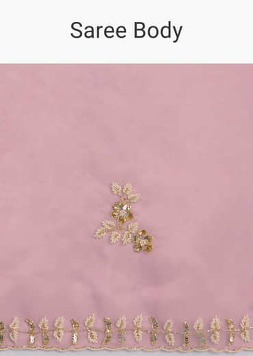 Pink Organza Tissue Saree With Beaded Scallop Border