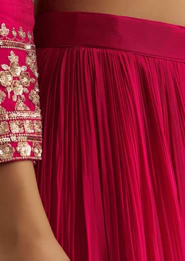 Pink Palazzo Dupatta Set With sequins Work