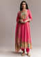 Pink Printed Crepe Anarkali Set