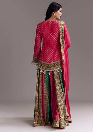 Pink Printed Palazzo Set With Dupatta