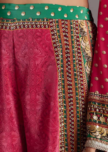 Pink Printed Palazzo Set With Dupatta