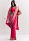 Pink Satin Saree With Zari Vine Design