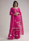 Pink Sequin Embroidered Palazzo Set With Dupatta