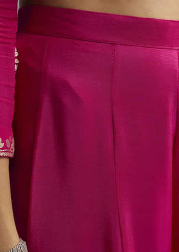 Pink Sequin Embroidered Palazzo Set With Dupatta