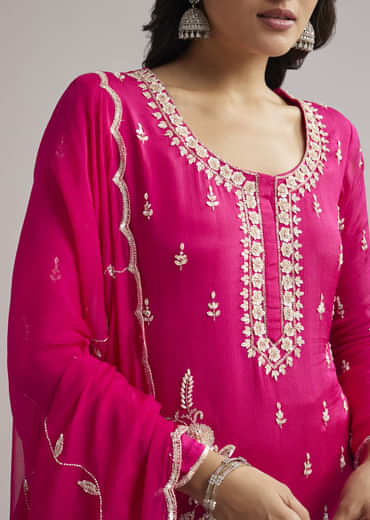 Pink Sequins Embroidered Sharara Set With Dupatta