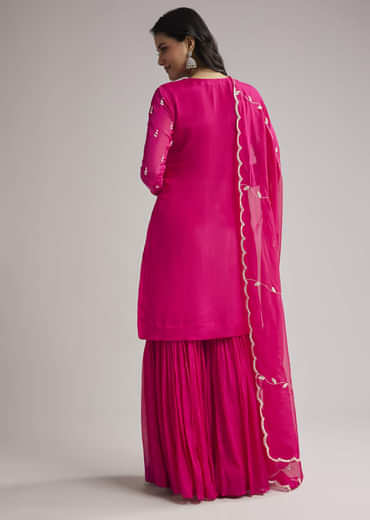 Pink Sequins Embroidered Sharara Set With Dupatta