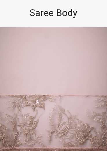 Pink Sequins Saree With Ruched Blouse