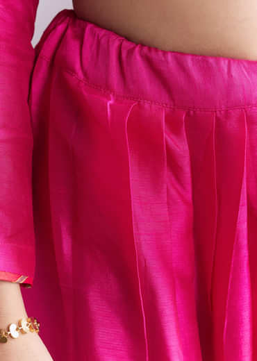 Pink Silk Anarkali Suit With Pathani Patch Work