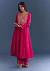 Pink Silk Anarkali Suit With Zari Thread Embroidery