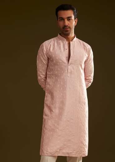 Pink Silk Embroidered Kurta Set