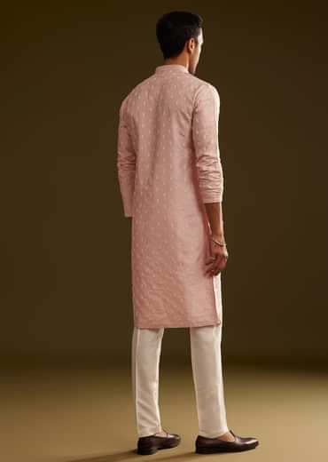 Pink Silk Embroidered Kurta Set