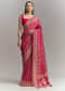 Pink Silk Embroidered Saree With Heavy Hand Embroidery