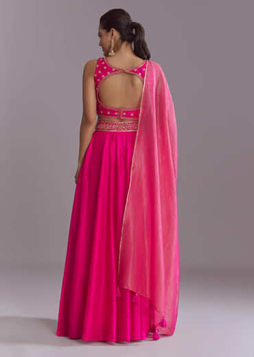 Pink Silk Festive Lehenga With Zari Embroidery