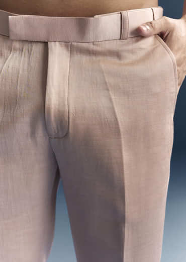 Pink Silk Indo Western Set For Men With Hand Embroidery