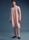 Pink Silk Kurta Set For Men With Hand Done Thread Work