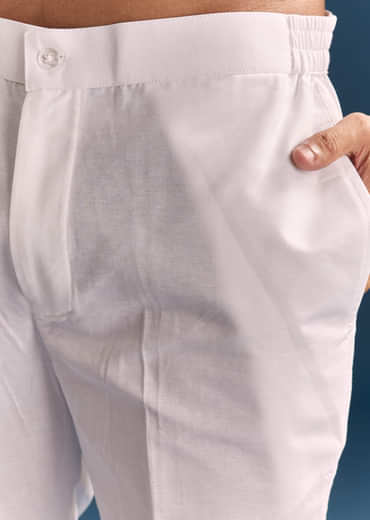 Pink Silk Kurta Set For Men With Mirror Embroidery