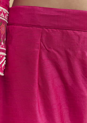 Pink Silk Kurta Set With Sequins Work And Patola Print Dupatta