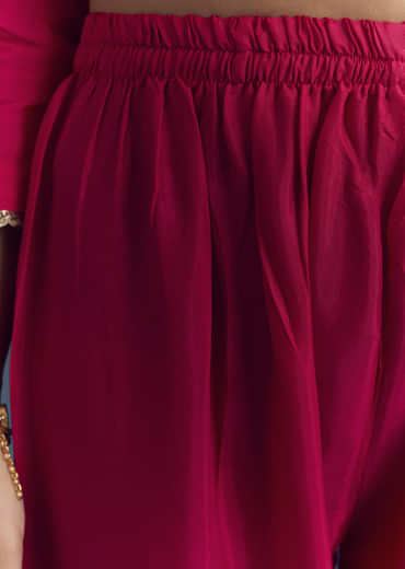 Pink Silk Kurta Set With Zari And Gota Work