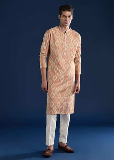 Pink Kurta silk Set in Traditional Printed Motifs
