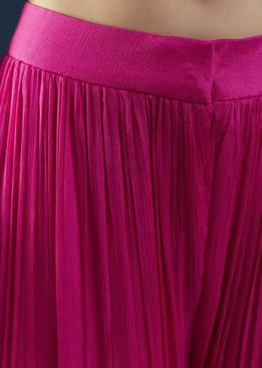 Pink Silk Top and Sharara Set with Sequin Work