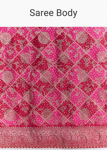 Pink Silk Woven Saree With Jaal Work And Floral Motifs