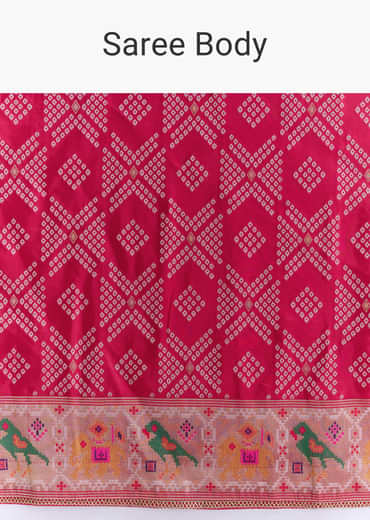 Pink Silk Woven Saree With Multicolour Geometric Motifs