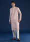 Pink Straight Kurta Set in Jacquard