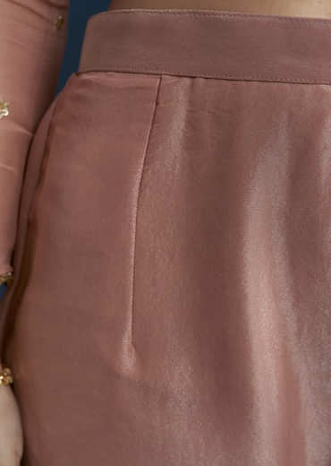 Pink Tissue Anarkali Set with Zardozi Work