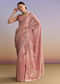 Pink Tissue Embroidered Saree With Cutdana And Jaal Work