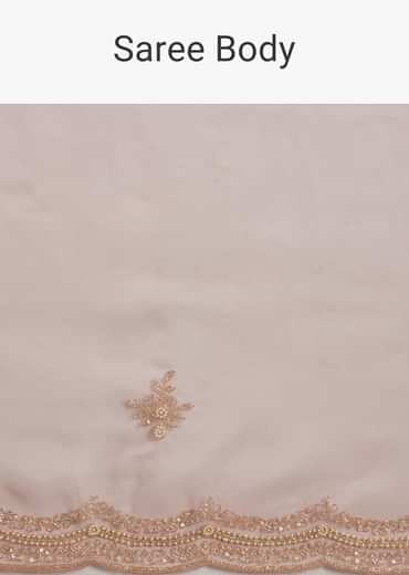 Pink Tissue Embroidered Saree With Cutdana Sequins And Moti