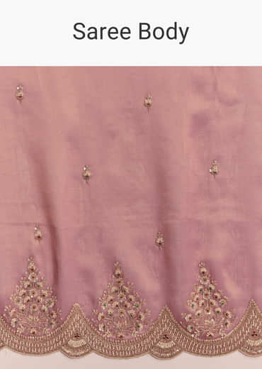 Pink Tissue Embroidered Saree With Sequin And Stone Work