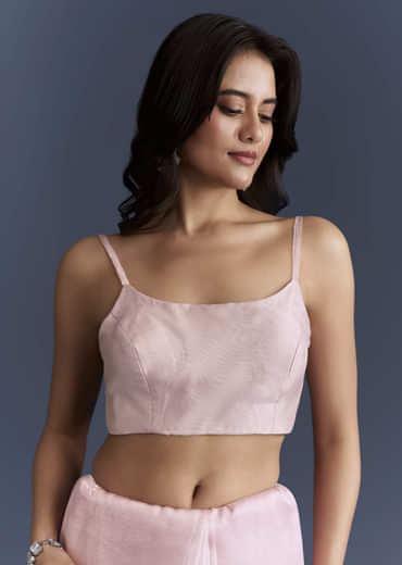 Pink Tissue Saree With Heavy Floral Hand Embroidery