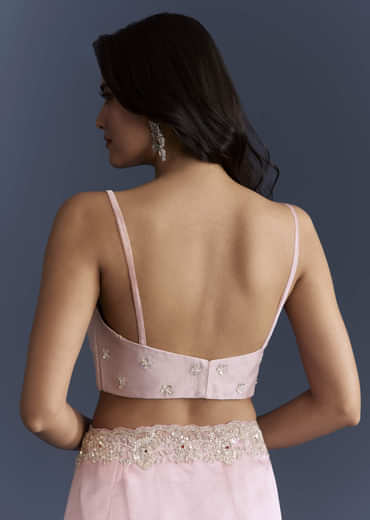 Pink Tissue Saree With Heavy Floral Hand Embroidery