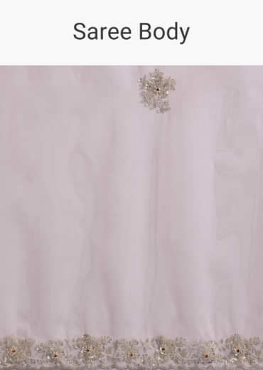 Pink Tissue Saree With Heavy Floral Hand Embroidery