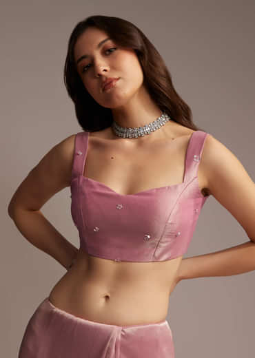 Pink Tissue Saree with Sequins and Cutdana Embroidery