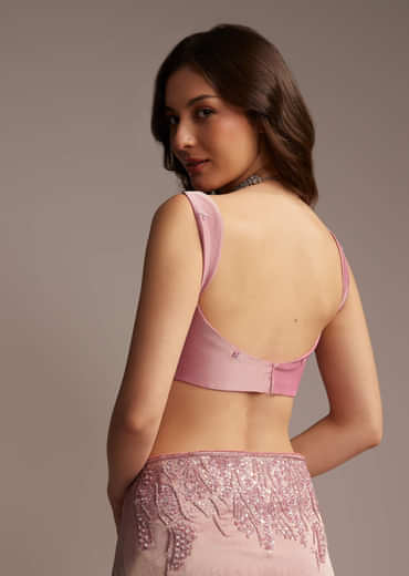 Pink Tissue Saree with Sequins and Cutdana Embroidery