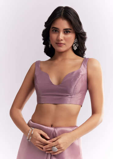 Pink Tissue Silk Saree With Heavy Hand Embroidery