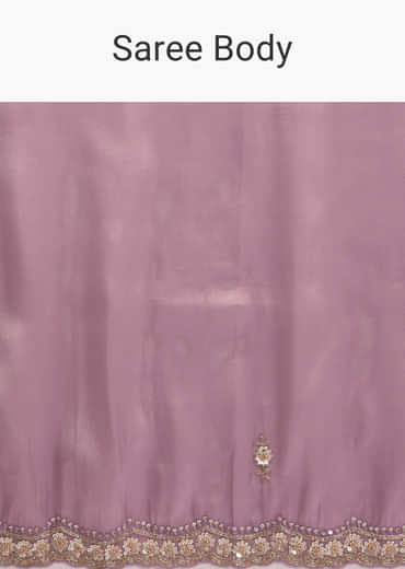 Pink Tissue Silk Saree With Heavy Hand Embroidery