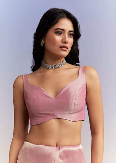 Pink Tissue Silk Saree With Heavy Hand Work