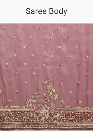 Pink Tissue Silk Saree With Heavy Hand Work