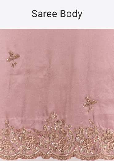 Pink Tissue Silk Saree With Scalloped Border