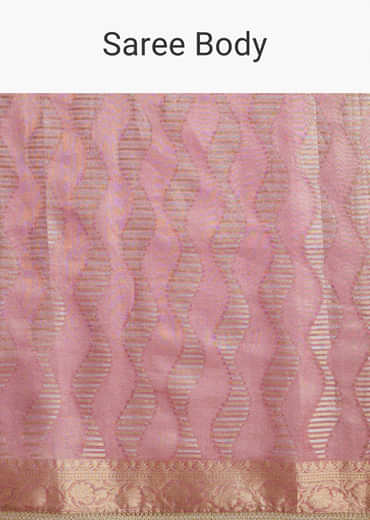 Pink Tissue Silk Woven Saree With Weavy Motif Embroidery