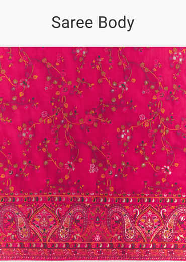 Pink Traditional Floral And Jaal Woven Saree