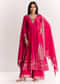 Pink Weave Silk Anarkali Suit With Dupatta