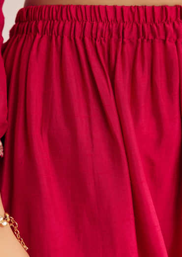 Pink Zardosi Work Dola Silk Kurta Pant With Organza Dupatta