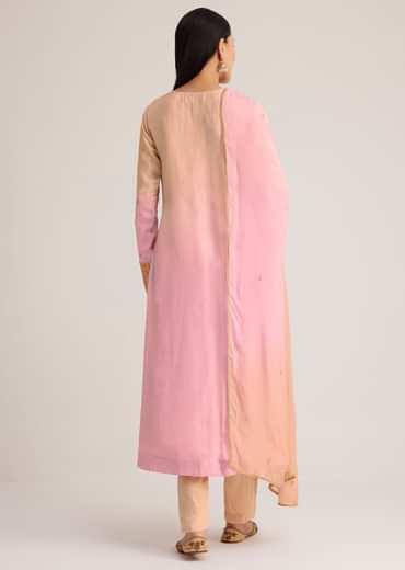 Pink and Beige Ombre Embroidered Suit
